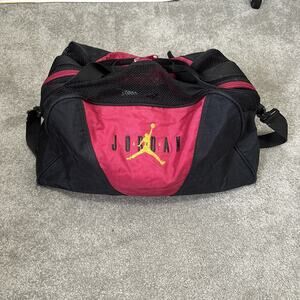 Vintage Nike Air Jordan Flight Duffel Gym Bag 1990s Mesh Red